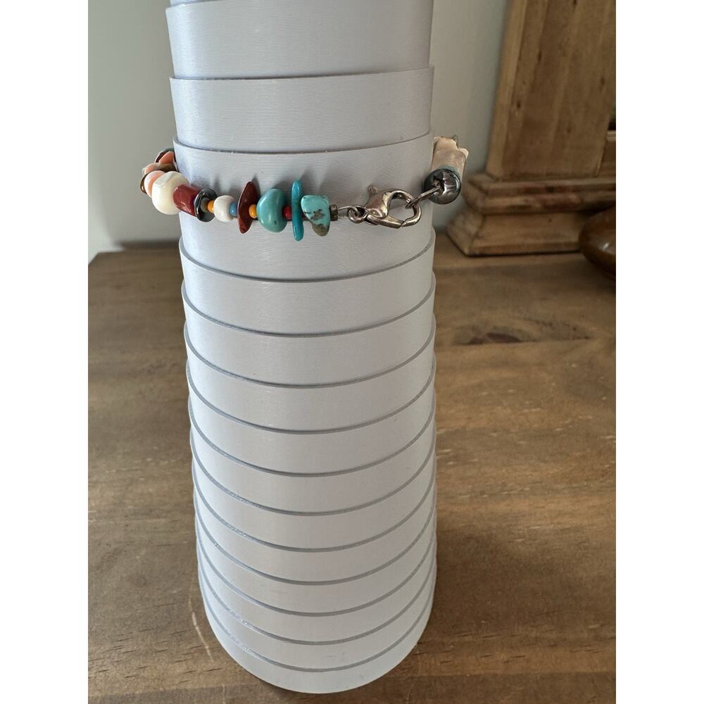 Multicolor Natural Stone Chip Bracelet With Lobster Clasp - Picture 4 of 8
